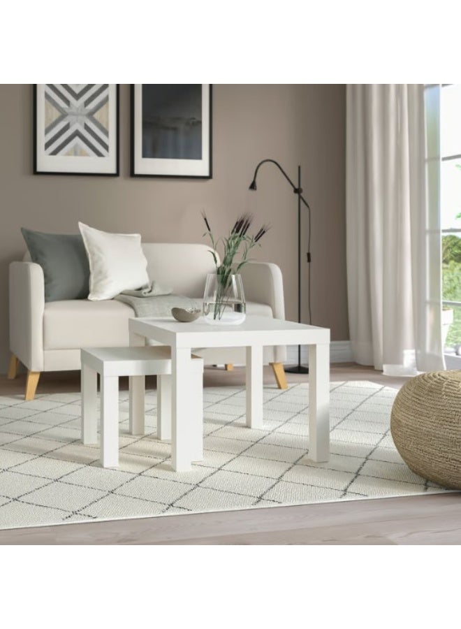 طقم طاولات متداخلة، مكون من قطعتين، أبيض - Image 2